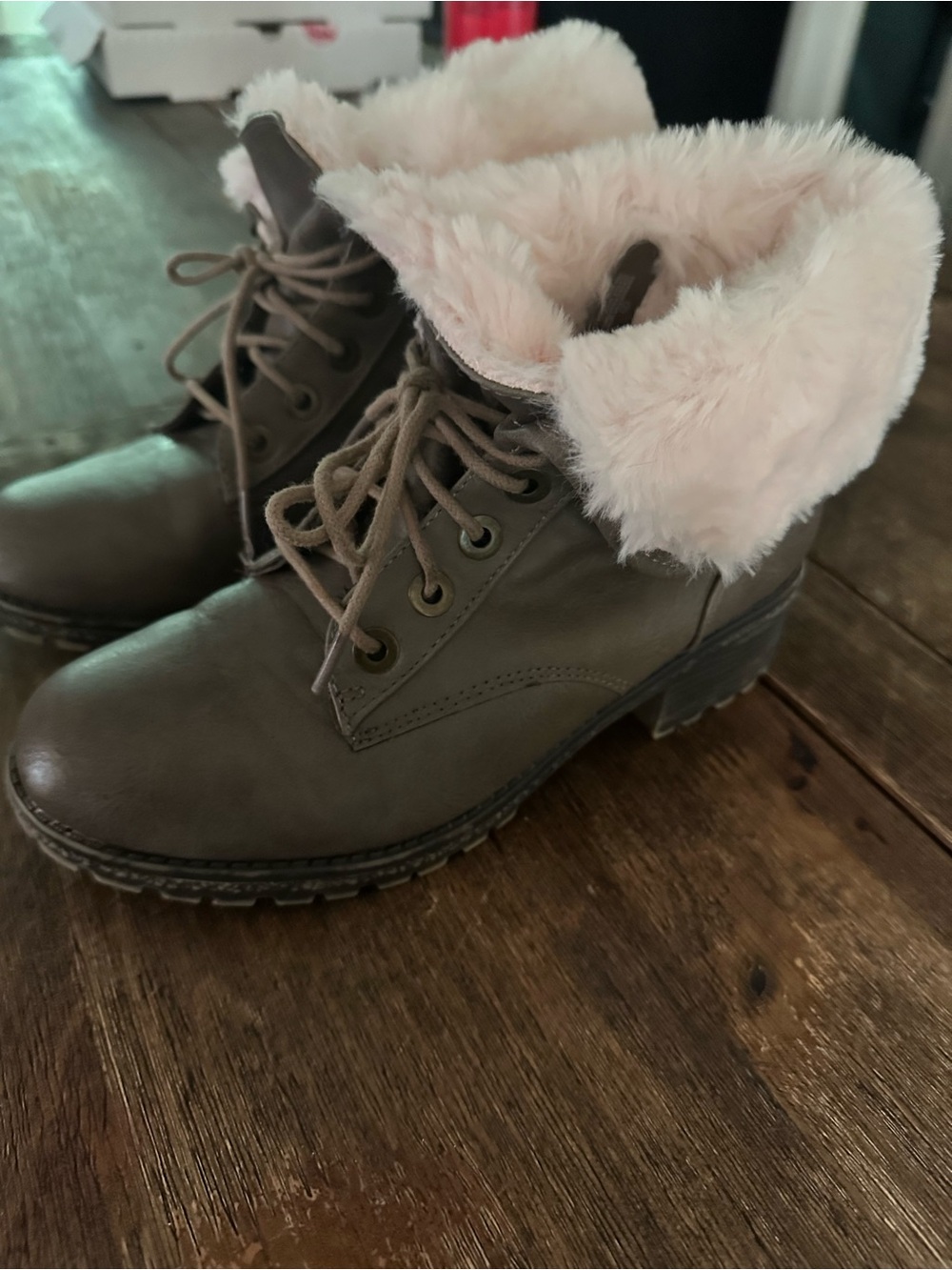 Justice Faux Fur Lined Lace-Up Boots - Brown with Pink Fur
